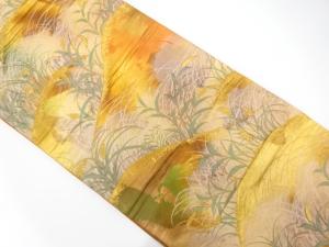 アンティーク　山並みに草葉模様織り出し袋帯（材料）